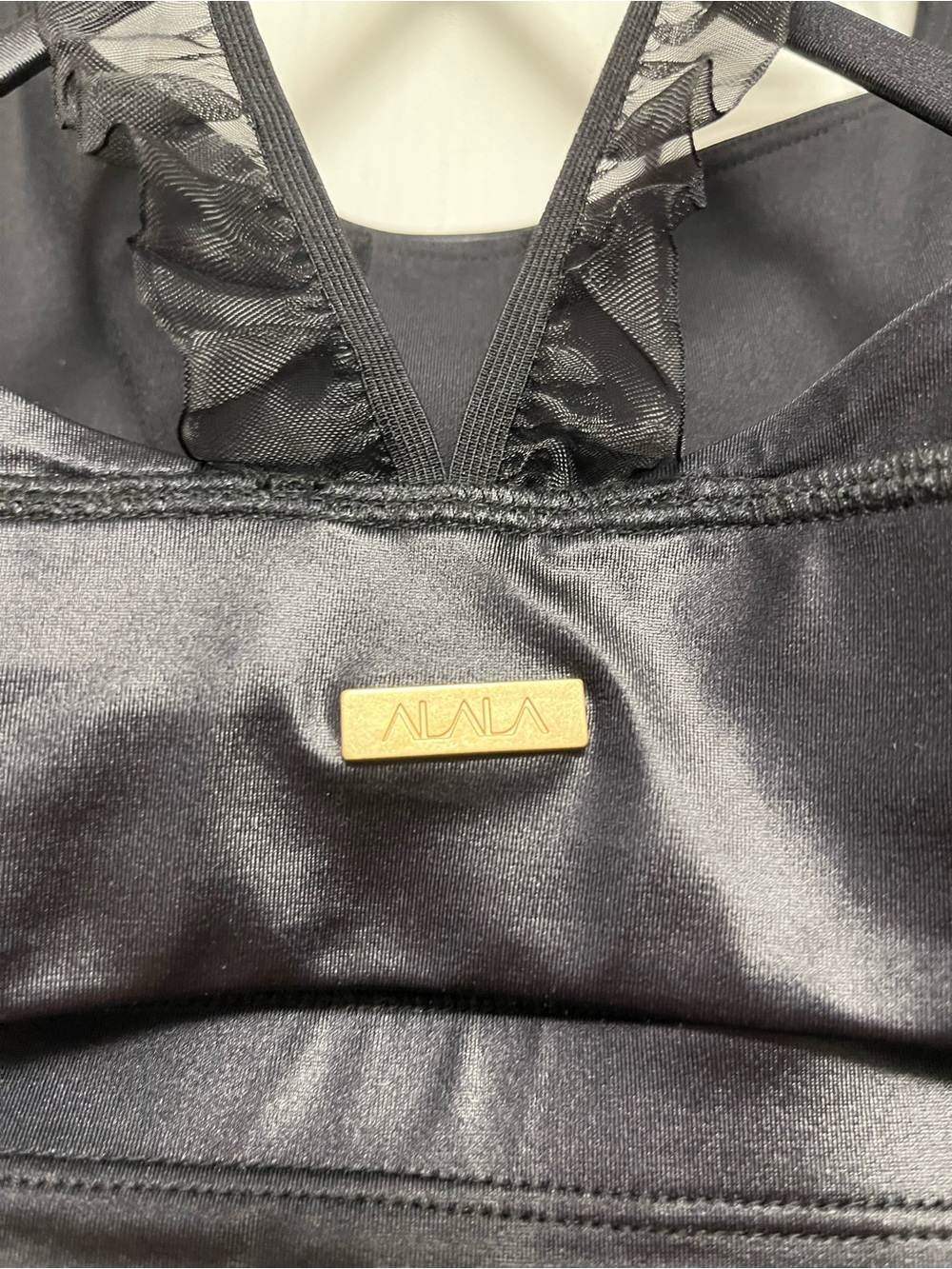 Alala Black Satin Strappy Sports Bralette - Picture 3 of 3